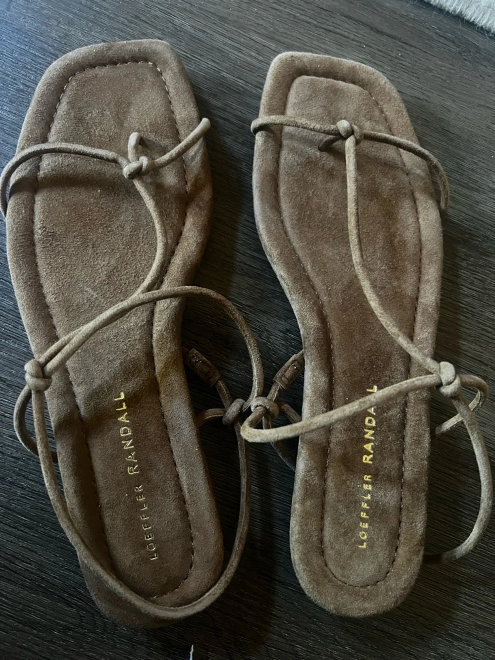 Loeffler Randall Strappy Suede Sandals in Cacao Brown - Picture 3 of 4